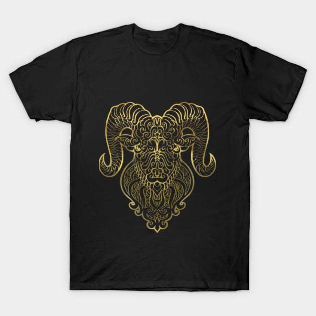 Aries Gold T-Shirt by elangkarosingo